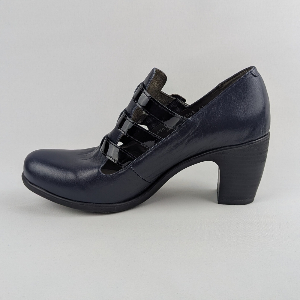 FLY London Kacy Ankle Boot Leather Buckle Straps Navy Black EU41 US 10-10.5 NWT - Picture 3 of 16